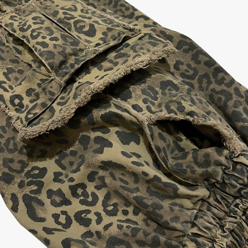 leopard grunge wide pants_beige