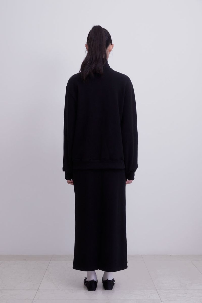 Lettering half neck two-way zip-up (BLACK)