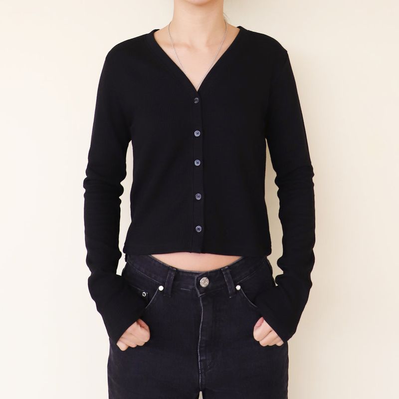 KRUCHI（クルチ）の「GREEDY CROP CARDIGAN (BLACK)（）」