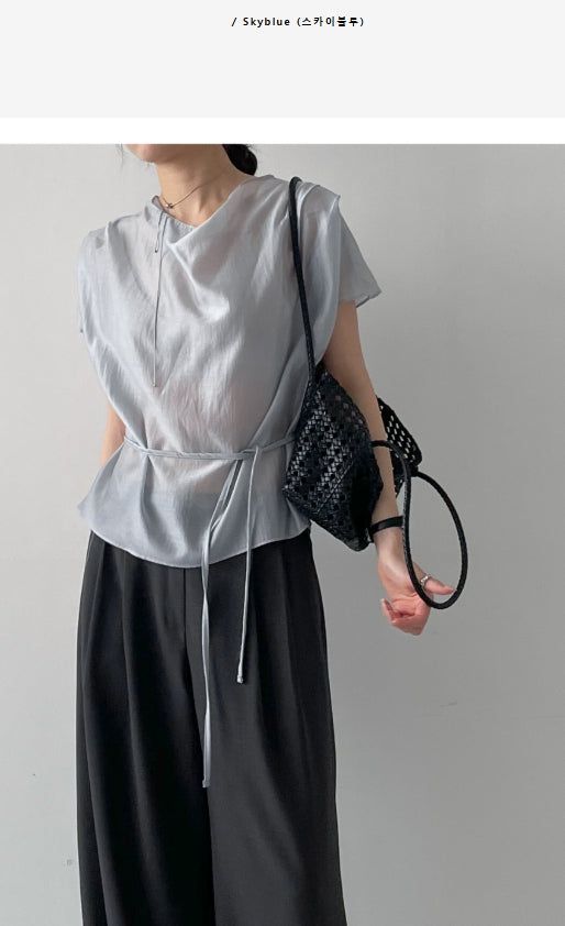 INCHANT ME（インチャントミー）の「[Strap SET] Draped Shirred See-through Short Sleeve Blouse（Tops）」