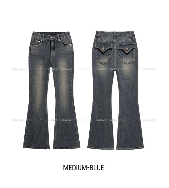 Seize Back Pocket Slim Bootcut Denim Pants