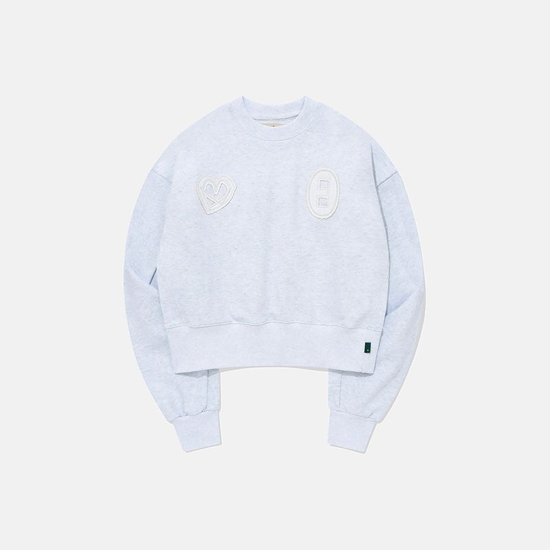 Open back sweat shirt / Melange white