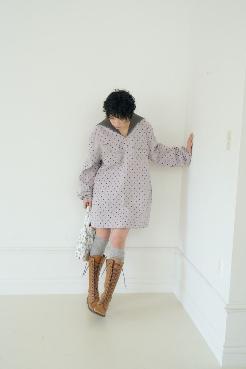 POLKA STAR PATCH SAILOR DRESS (PURPLE)