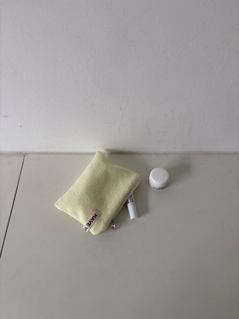 Terry flat pouch - lemon , S size