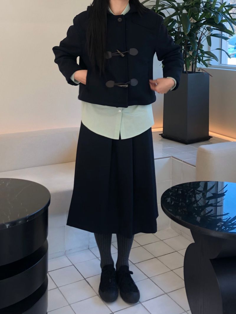 Leaf crease long skirt