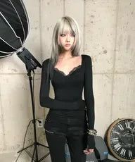 Kyoiii（キョイ）の「レースロングスリーブティー (BLACK)（トップス）」