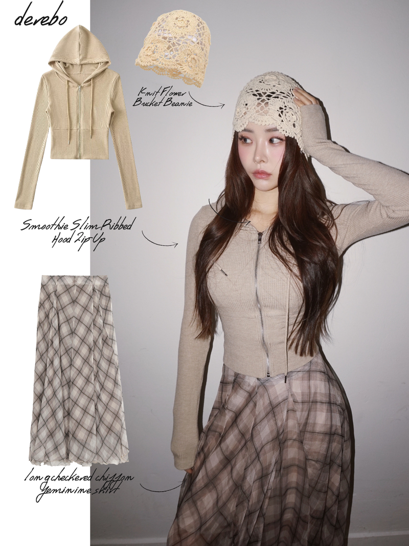 Long Check Chiffon Sharalla Skirt