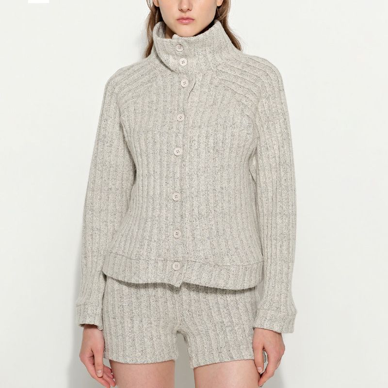 High-Neck Cardigan Ivory