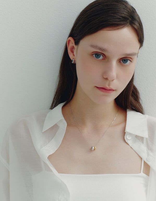 26SS★ [Premium Plating] Ice Block AB(C) Dual Link Necklace