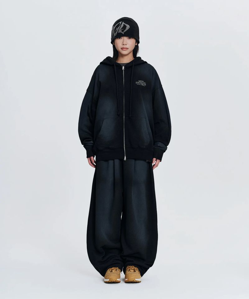 WASHED 10TH THIRD LOGO BALLOON SWEAT PANTS_BLACK