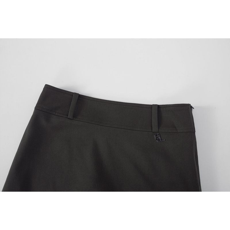 BELT MINI SKIRT-BROWN