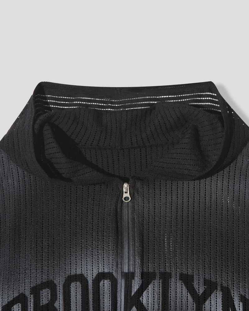 Rukle Mesh Dirty Hooded Zip-Up