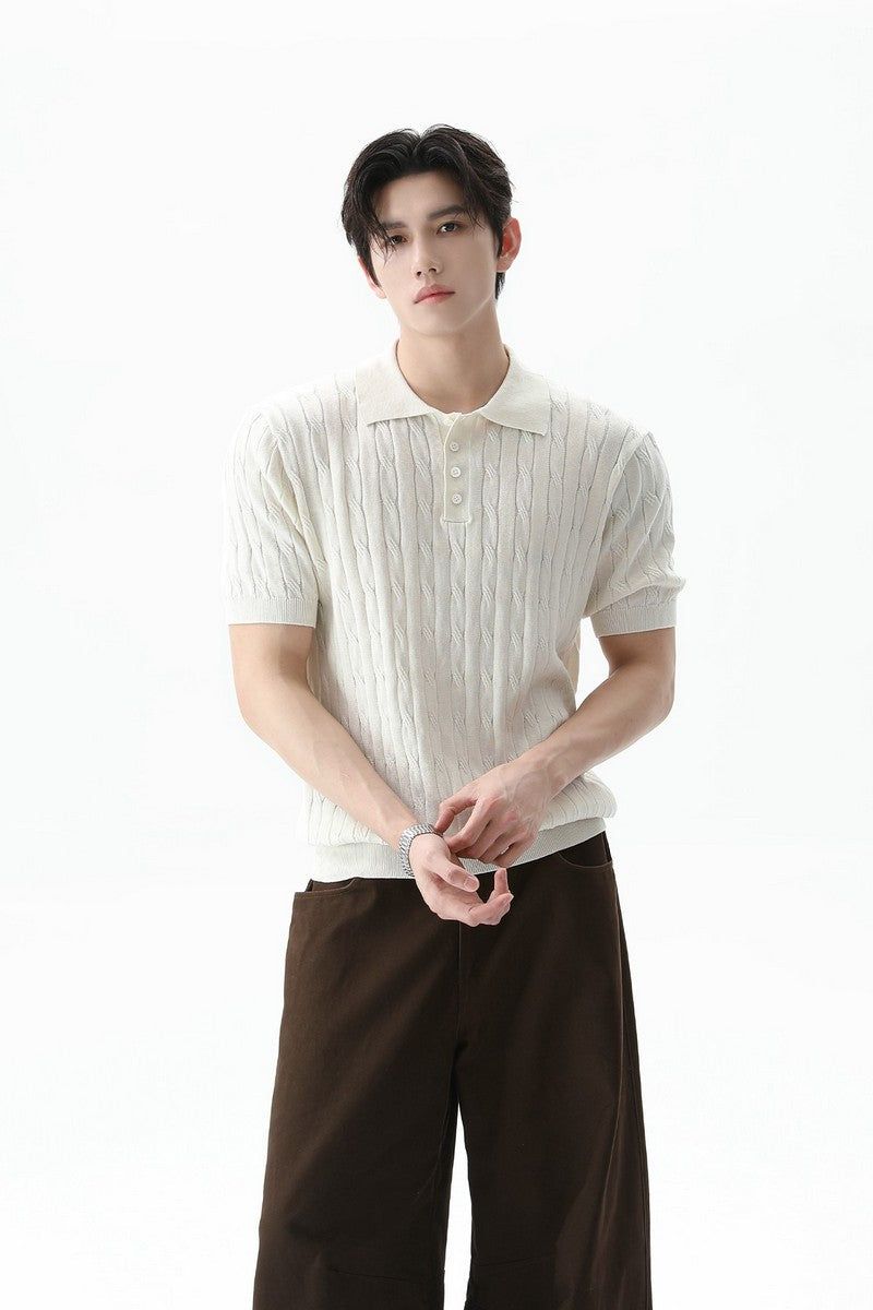TURNTIDE（ ターンタイド）の「Cable Knit Polo Short Sleeve Tee（Tops）」