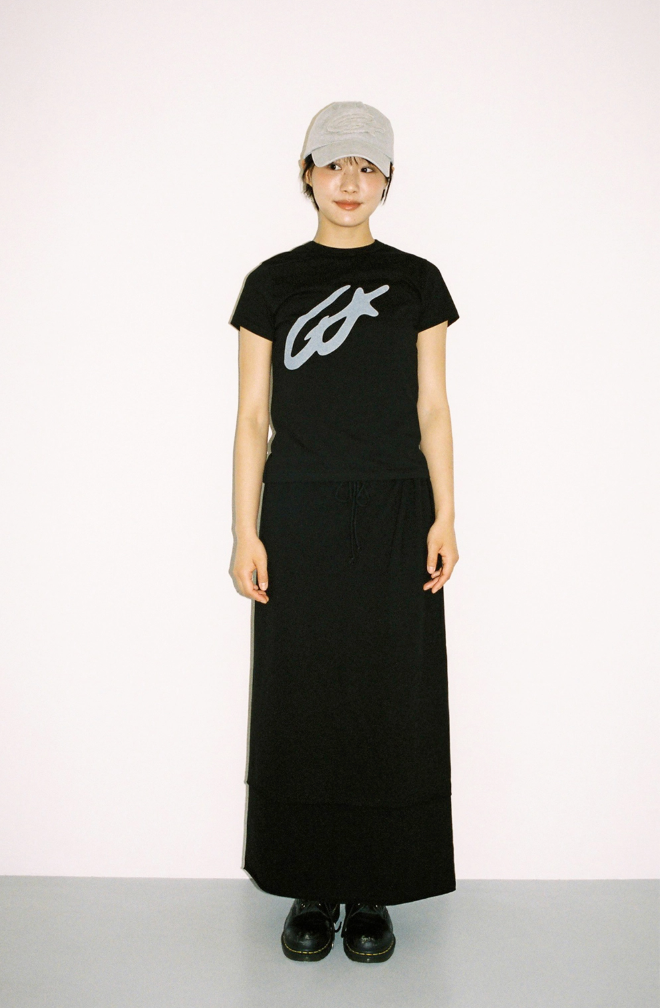Twister Star Sweat Long Skirt - Black