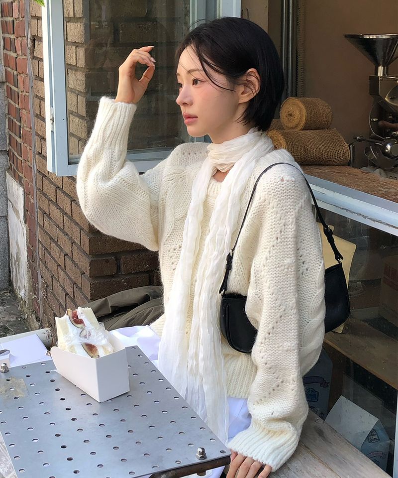 WITHOUTSUMMER（ウィズアウトサマー）の「Cozy cable knit_ivory（Tops）」