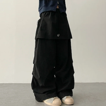 Log banding layered pocket skirt pants