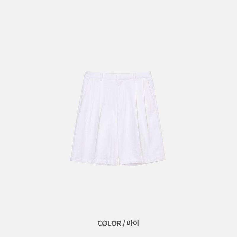 PORT COTTON TWO TUCK HALF PANTS(5COLOR)