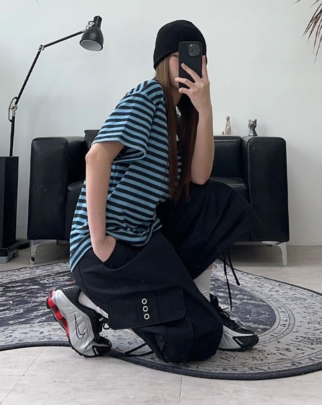 Gaen Terry Stripe Collar Tee