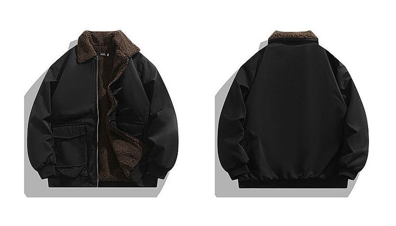 D coloration wool collar jacket