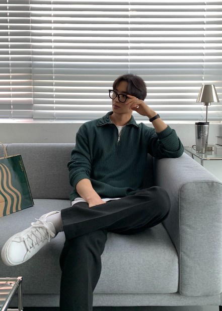 Hendes Daily Ribbed Semi-Zip Up Knit