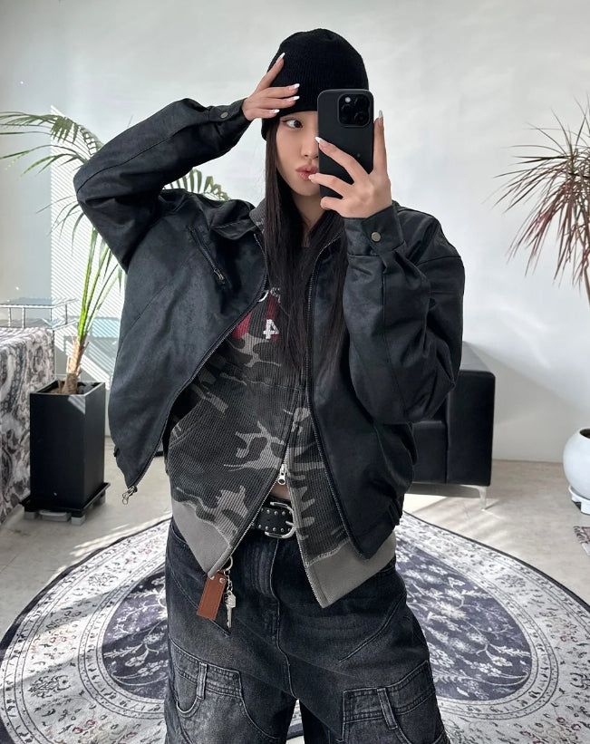 SATIIIZ（サティーズ）の「Everton Camo Waffle Hood Zip-Up（Tops）」