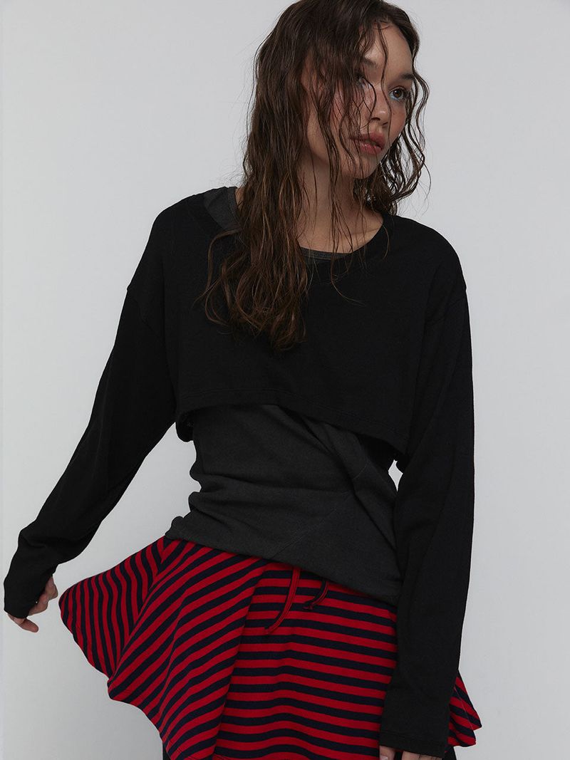 Striped Mini Skirt_Red