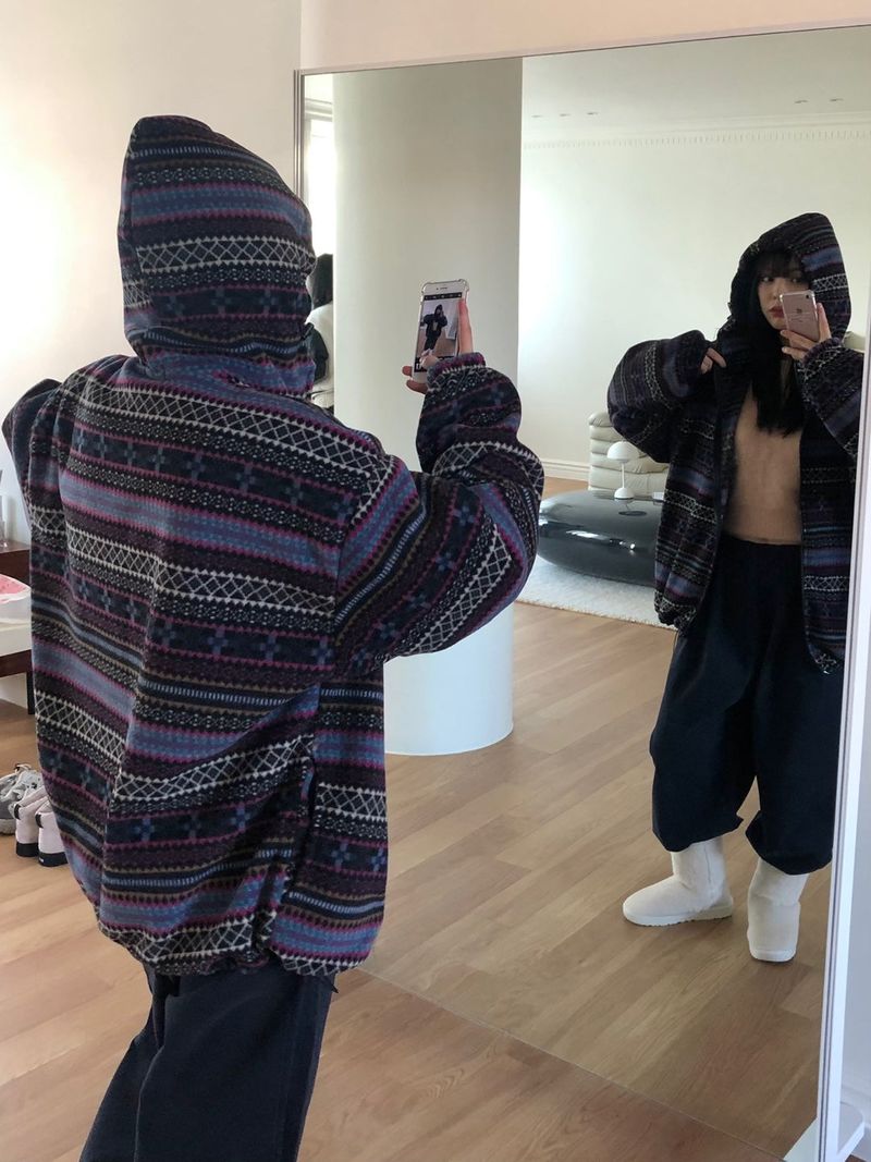 Euclid pattern hood zip up