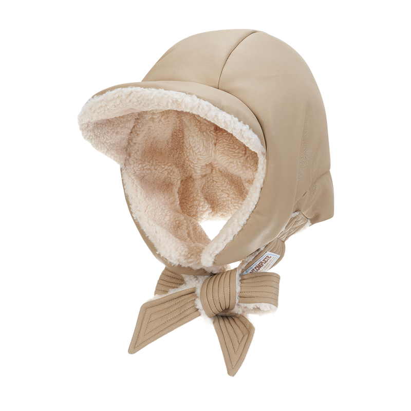 Leather Poddle Padding Balaclava (Beige)