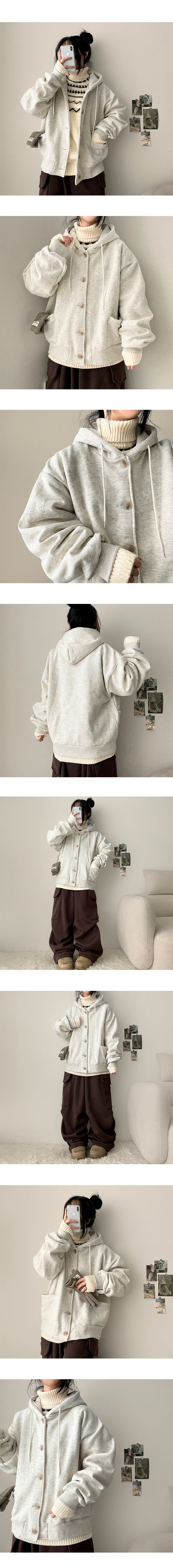 AnvBoxshi Wool Napping Burton Hooded Cardigan