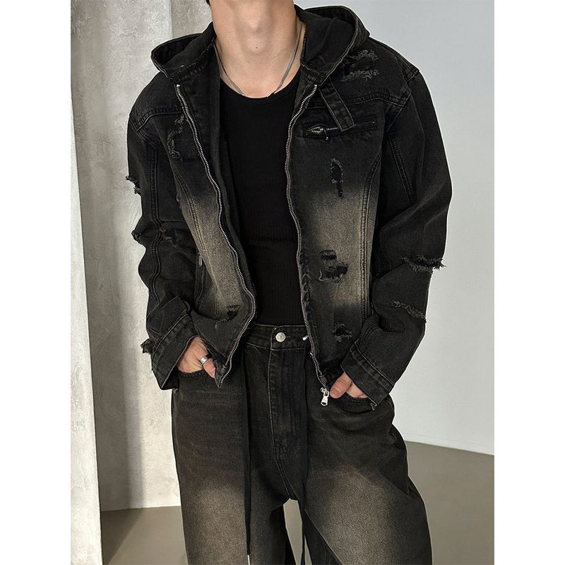 LAURANT（ロラン）の「[Unisex] デストロイドデニムフードジャケット(2color)（ジャケット/アウター）」