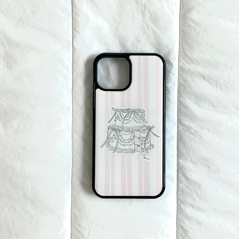 ROARUA(ロアルア)の「Fake cake case (pink stripe)(Smartphone Accessories)」