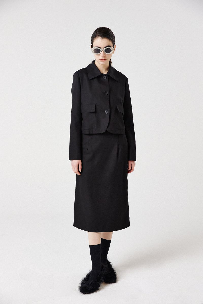wool line midi skirt_black