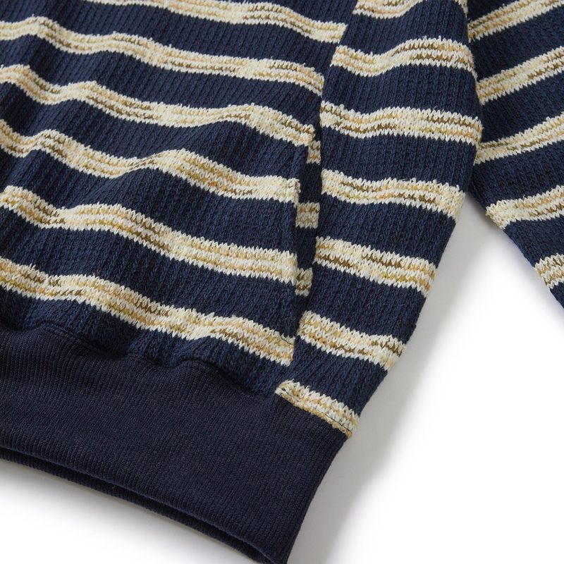 Multi striped knit hoodie / Navy