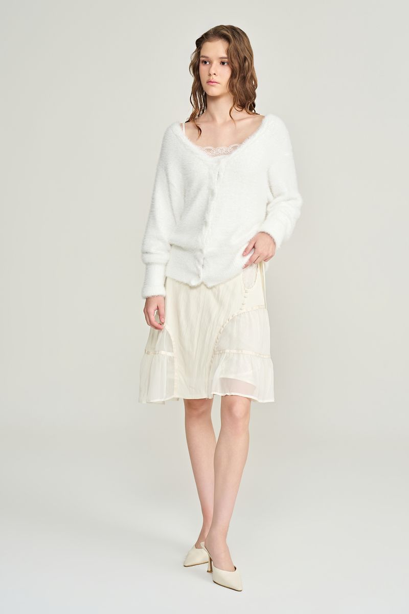 Souffle deep v-neck cardigan, Ivory