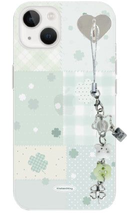 Key Charms SET) Lucky Four Leaf Clover Matte iPhone Phone Case
