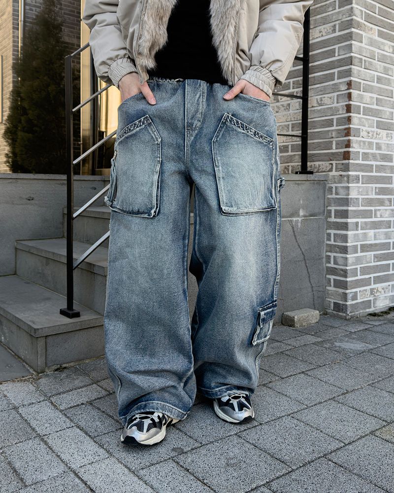 Morik Utility Pocket Wide Denim Pants