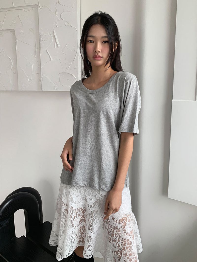 AIR U-NECK LOOSE TEE (5C)
