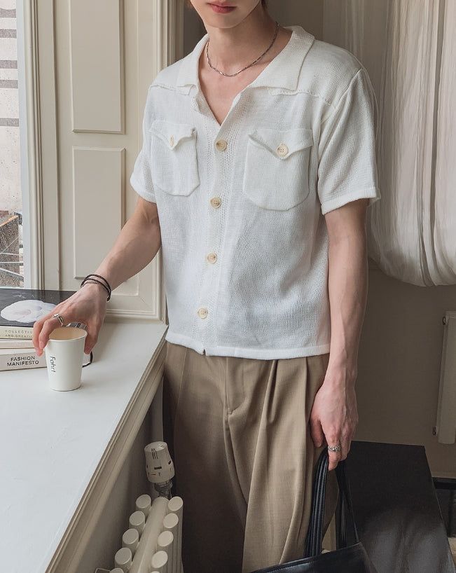 Cedar Two-Pocket Collared Knit Cardigan