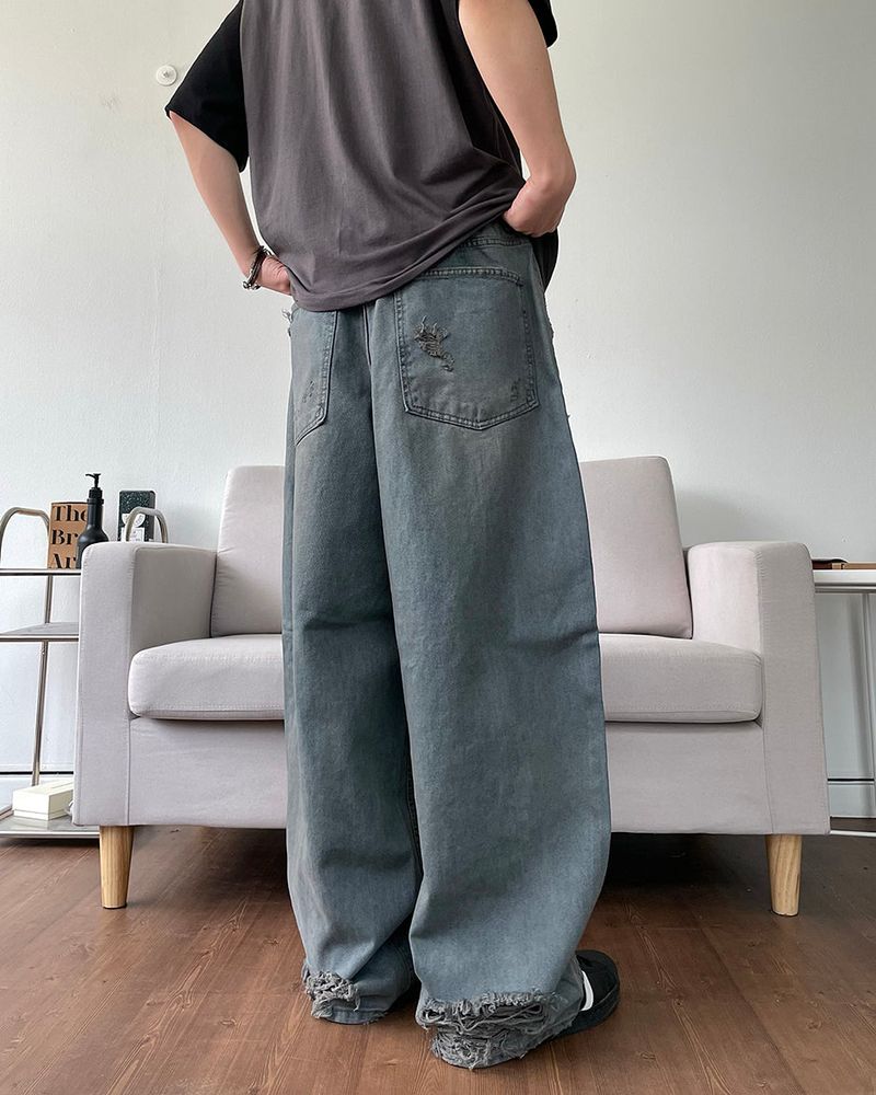 Damage Washing Denim Pants