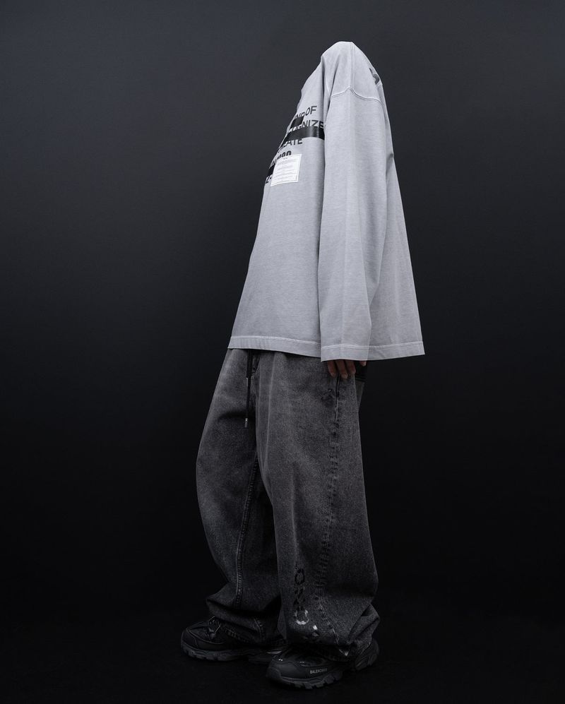 BBD Hidden Slogan Pigment Long T-Shirt (Gray)