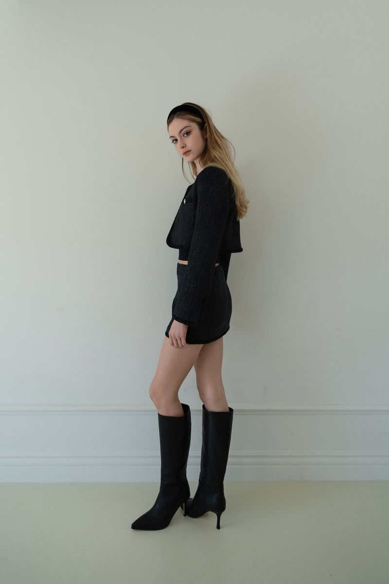 [Seow] Glow Tweed Cropped Jacket