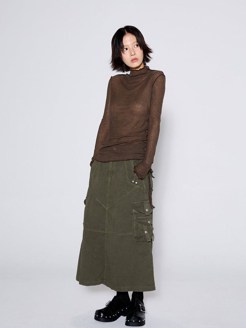 WASHED CARGO SKIRT / KHAKI