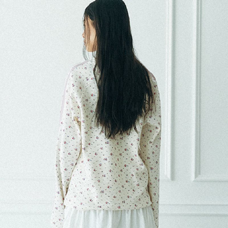 Waffle Raglan Tee (Flower_ivory)