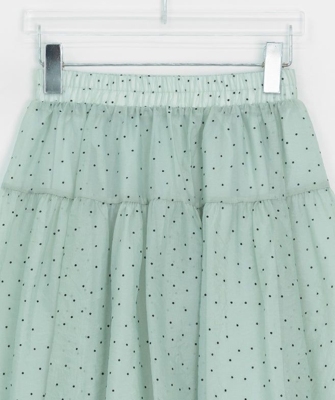 Chitoa Dot Chiffon Balloon Midi Skirt