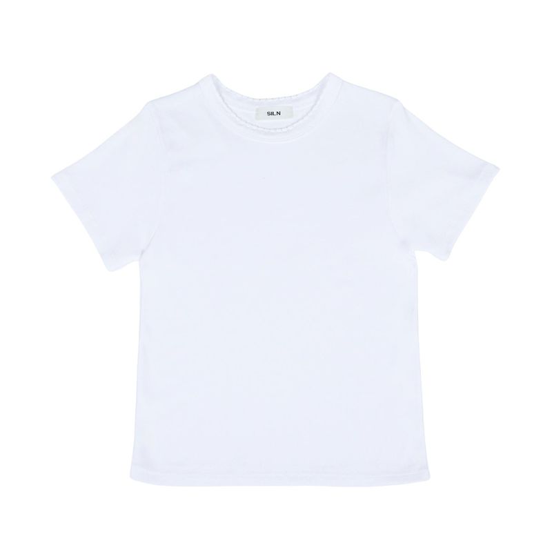 90's scallop stitch neck t-shirt (WHITE)
