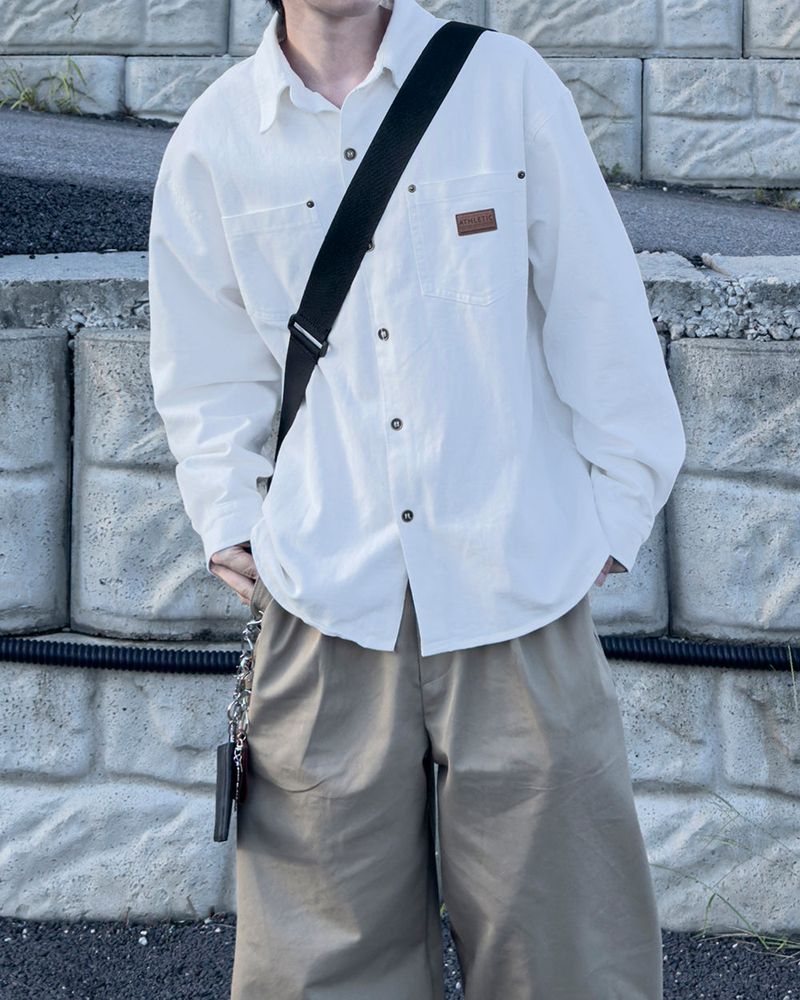 Drain Patch Work Shirt Jacket