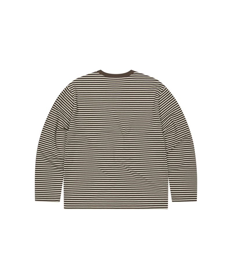 STRIPE BASIC LOGO LONG SLEEVE_BROWN
