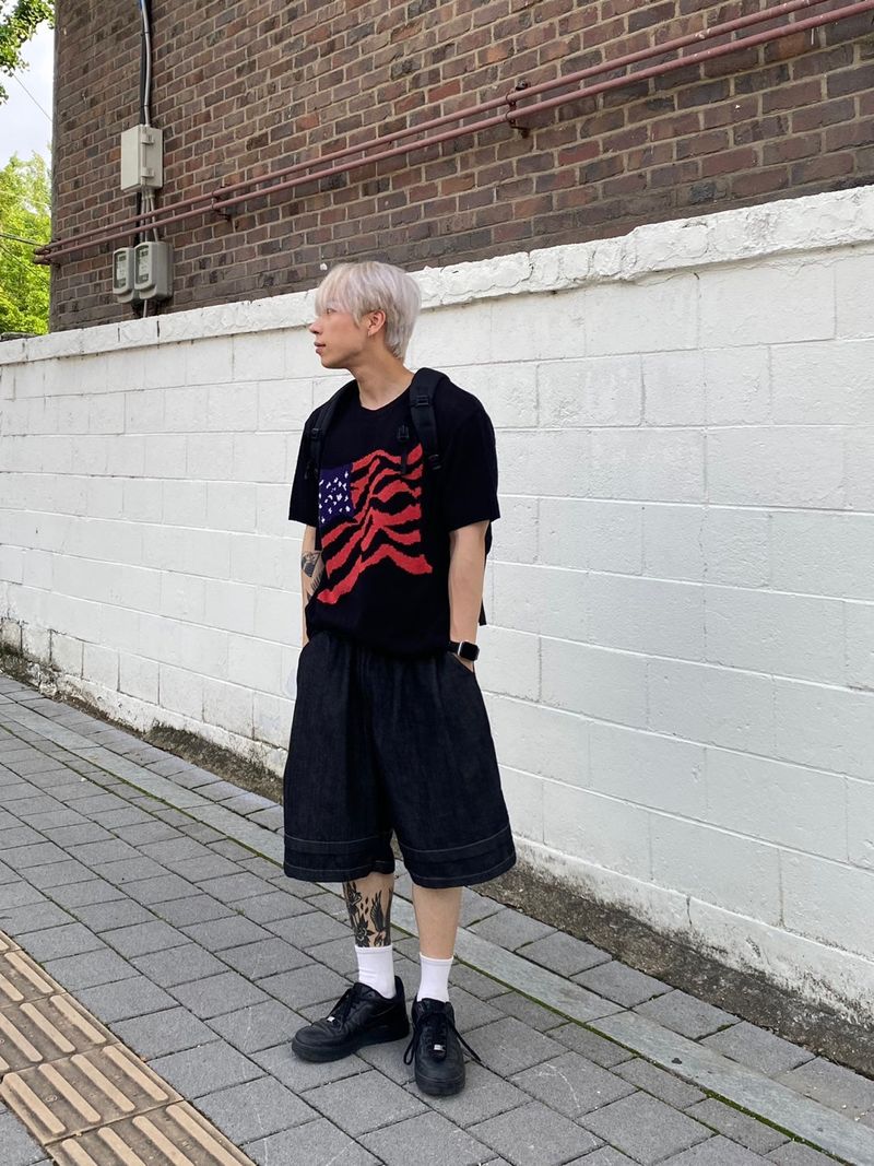 Layered Stitched Bermuda Pants