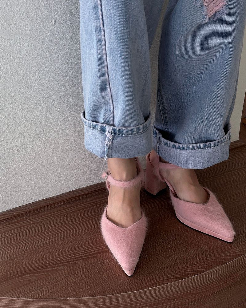 Angora strap high heels