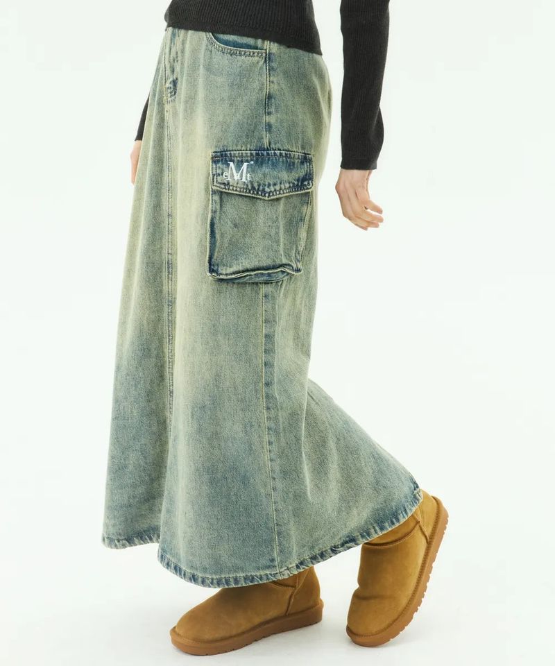 MUCENT（ムセント）の「ROLY LONG CARGO DENIM SKIRT（Skirts）」